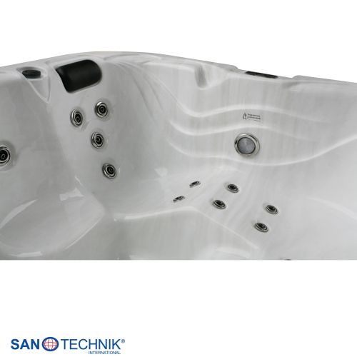 Sanotechnik TAHITI OUTDOOR WHIRLPOOL white marble inkl. Abdeckung und Stiege 200x200x88 cm