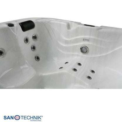 Sanotechnik TAHITI OUTDOOR WHIRLPOOL white marble inkl. Abdeckung und Stiege 200x200x88 cm