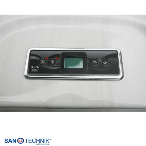 Sanotechnik TAHITI OUTDOOR WHIRLPOOL white marble inkl. Abdeckung und Stiege 200x200x88 cm
