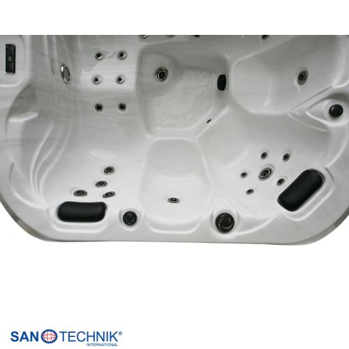 Sanotechnik TAHITI OUTDOOR WHIRLPOOL white marble inkl. Abdeckung und Stiege 200x200x88 cm