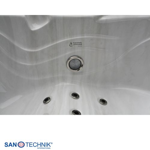Sanotechnik TAHITI OUTDOOR WHIRLPOOL white marble inkl. Abdeckung und Stiege 200x200x88 cm