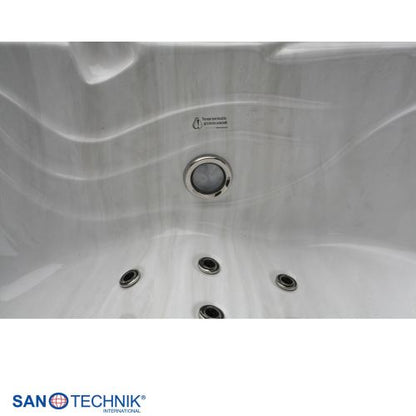 Sanotechnik TAHITI OUTDOOR WHIRLPOOL white marble inkl. Abdeckung und Stiege 200x200x88 cm