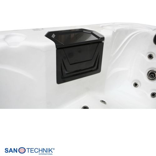 Sanotechnik TAHITI OUTDOOR WHIRLPOOL white marble inkl. Abdeckung und Stiege 200x200x88 cm