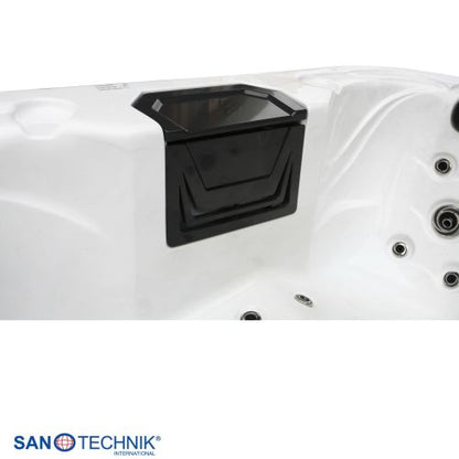 Sanotechnik TAHITI OUTDOOR WHIRLPOOL white marble inkl. Abdeckung und Stiege 200x200x88 cm