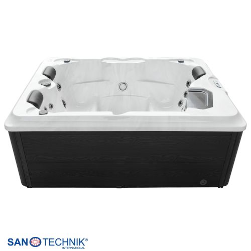 Sanotechnik DIABLO OUTDOOR WHIRLPOOL white marble inkl. Abdeckung und Stiege 210x160x80 cm