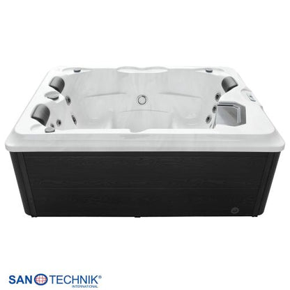Sanotechnik DIABLO OUTDOOR WHIRLPOOL white marble inkl. Abdeckung und Stiege 210x160x80 cm