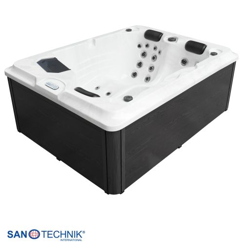 Sanotechnik DIABLO OUTDOOR WHIRLPOOL white marble inkl. Abdeckung und Stiege 210x160x80 cm