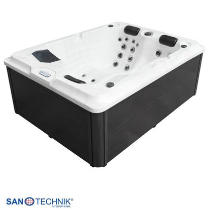 Sanotechnik DIABLO OUTDOOR WHIRLPOOL white marble inkl. Abdeckung und Stiege 210x160x80 cm