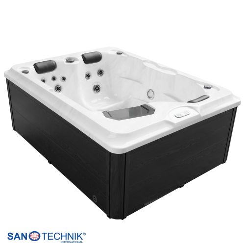 Sanotechnik DIABLO OUTDOOR WHIRLPOOL white marble inkl. Abdeckung und Stiege 210x160x80 cm