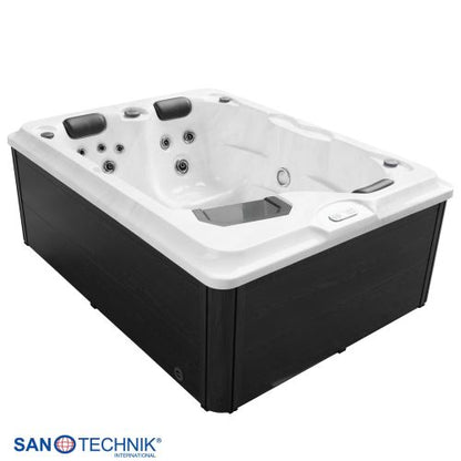Sanotechnik DIABLO OUTDOOR WHIRLPOOL white marble inkl. Abdeckung und Stiege 210x160x80 cm