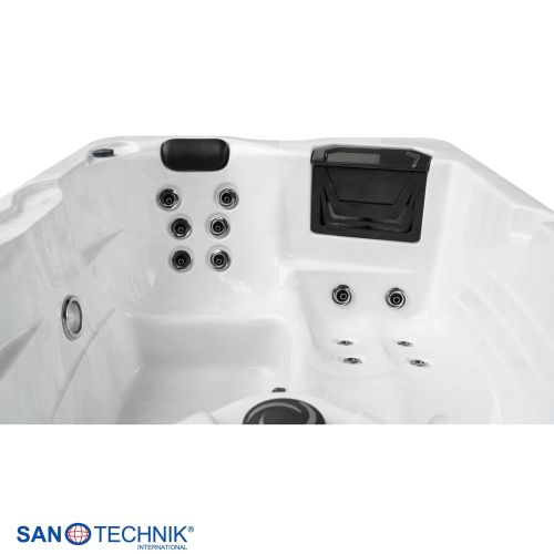 Sanotechnik DIABLO OUTDOOR WHIRLPOOL white marble inkl. Abdeckung und Stiege 210x160x80 cm