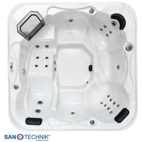 Sanotechnik TIROL OUTDOOR WHIRLPOOL white marble inkl. Abdeckung und Stiege 210x210x80 cm