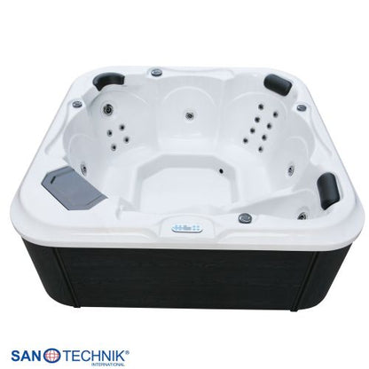 Sanotechnik TIROL OUTDOOR WHIRLPOOL white marble inkl. Abdeckung und Stiege 210x210x80 cm