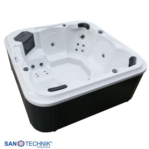Sanotechnik TIROL OUTDOOR WHIRLPOOL white marble inkl. Abdeckung und Stiege 210x210x80 cm