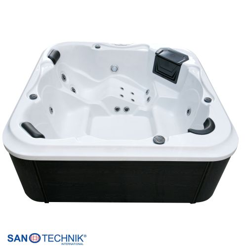 Sanotechnik TIROL OUTDOOR WHIRLPOOL white marble inkl. Abdeckung und Stiege 210x210x80 cm