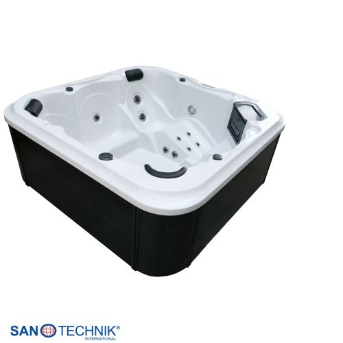 Sanotechnik TIROL OUTDOOR WHIRLPOOL white marble inkl. Abdeckung und Stiege 210x210x80 cm
