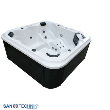 Sanotechnik TIROL OUTDOOR WHIRLPOOL white marble inkl. Abdeckung und Stiege 210x210x80 cm