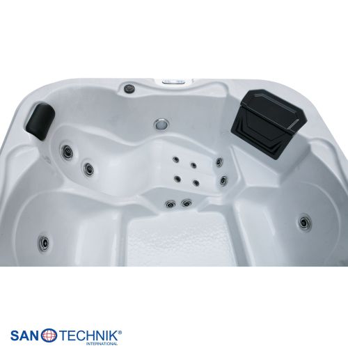 Sanotechnik TIROL OUTDOOR WHIRLPOOL white marble inkl. Abdeckung und Stiege 210x210x80 cm