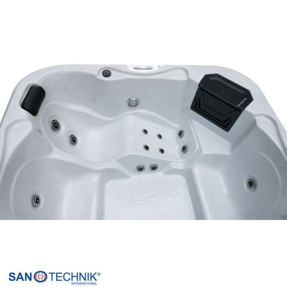 Sanotechnik TIROL OUTDOOR WHIRLPOOL white marble inkl. Abdeckung und Stiege 210x210x80 cm