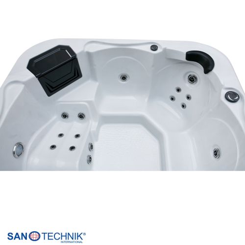 Sanotechnik TIROL OUTDOOR WHIRLPOOL white marble inkl. Abdeckung und Stiege 210x210x80 cm