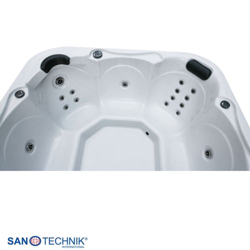 Sanotechnik TIROL OUTDOOR WHIRLPOOL white marble inkl. Abdeckung und Stiege 210x210x80 cm