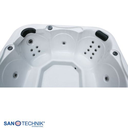 Sanotechnik TIROL OUTDOOR WHIRLPOOL white marble inkl. Abdeckung und Stiege 210x210x80 cm