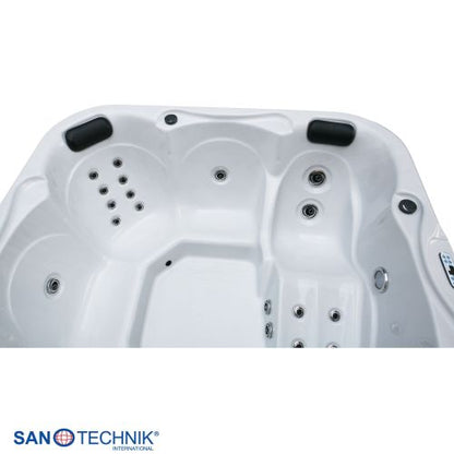 Sanotechnik TIROL OUTDOOR WHIRLPOOL white marble inkl. Abdeckung und Stiege 210x210x80 cm