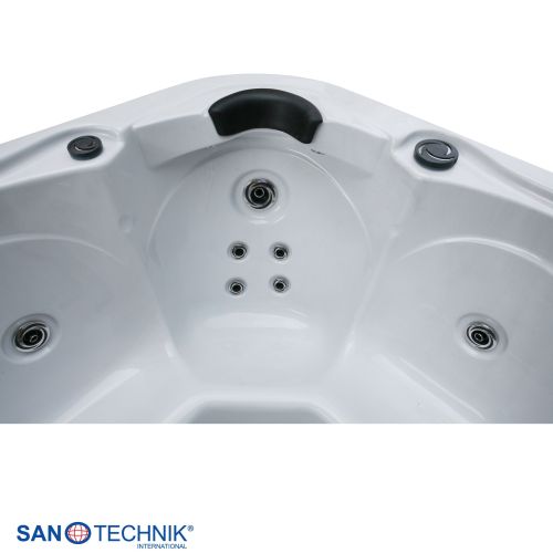 Sanotechnik TIROL OUTDOOR WHIRLPOOL white marble inkl. Abdeckung und Stiege 210x210x80 cm