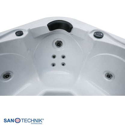 Sanotechnik TIROL OUTDOOR WHIRLPOOL white marble inkl. Abdeckung und Stiege 210x210x80 cm