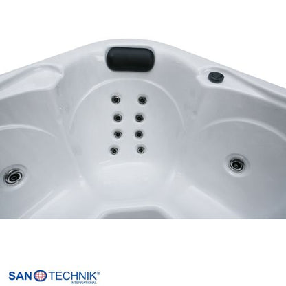 Sanotechnik TIROL OUTDOOR WHIRLPOOL white marble inkl. Abdeckung und Stiege 210x210x80 cm