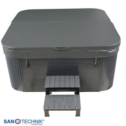 Sanotechnik TIROL OUTDOOR WHIRLPOOL white marble inkl. Abdeckung und Stiege 210x210x80 cm