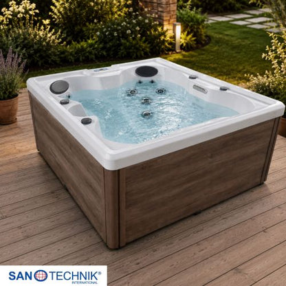 Sanotechnik PALERMO OUTDOOR WHIRLPOOL white marble inkl. Abdeckung 180x160x76 cm