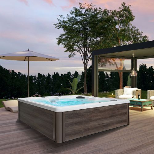 Sanotechnik PALERMO OUTDOOR WHIRLPOOL white marble inkl. Abdeckung 180x160x76 cm