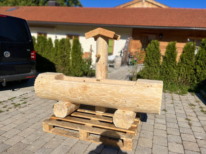 Holzbrunnen ,,Schliersberg" Holztrog Ränder abgeflacht aus Tannenholz | diverse Größen & Optionen