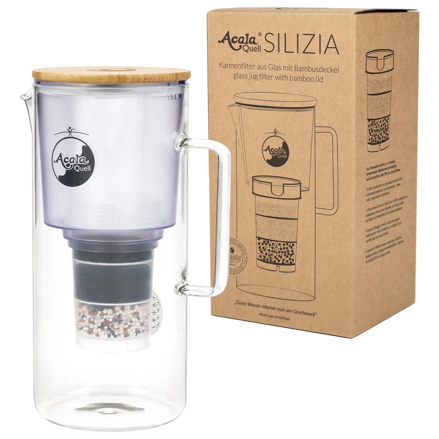 AcalaQuell® Silizia aus Glas | 1,3 Liter für 1-2 Personen