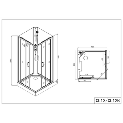 Sanotechnik Duschkabine Komplettduschkabine DENVER 90x90x210cm Quickline