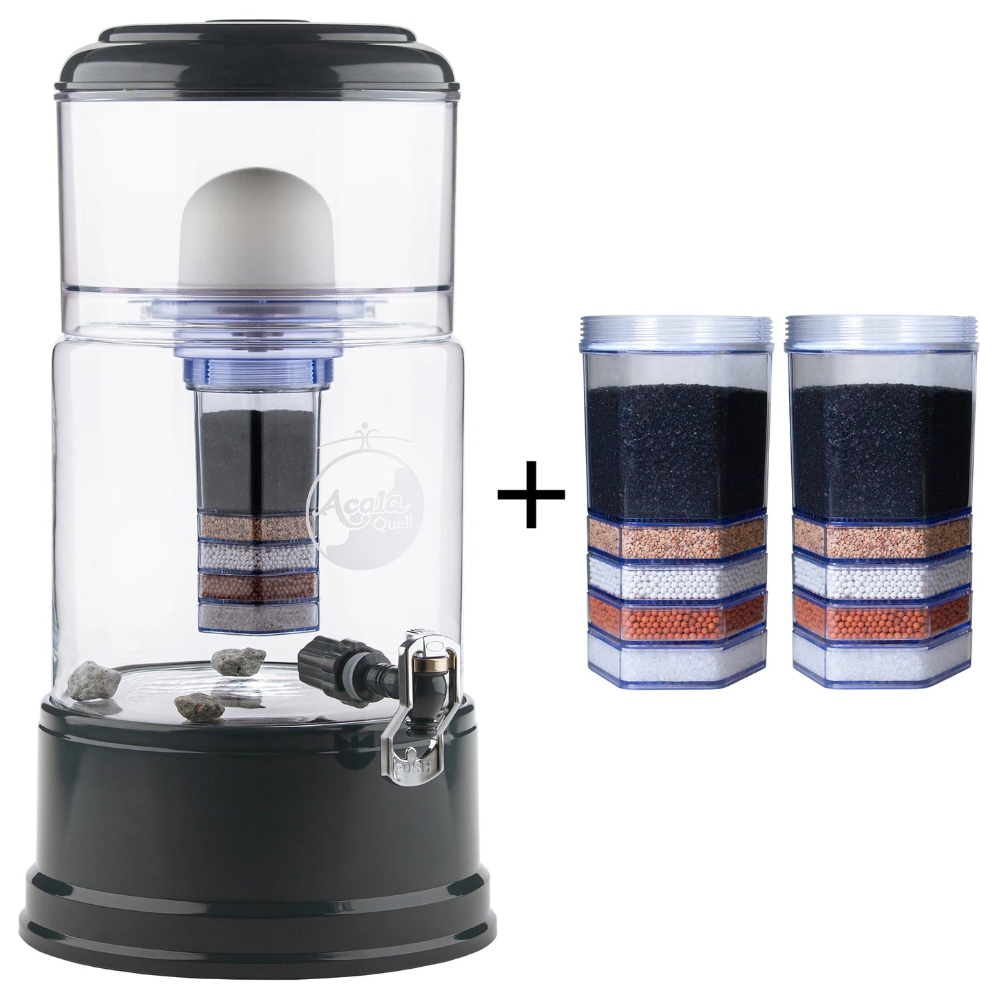 AcalaQuell® Smart kristallklar | anthrazit | 8 Liter für 1-4 Personen | verschiedene Optionen | Einsteigerset klein