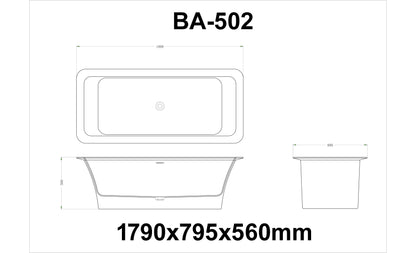 StoneArt Badewanne BS-502 weiß 179x80 cm matt