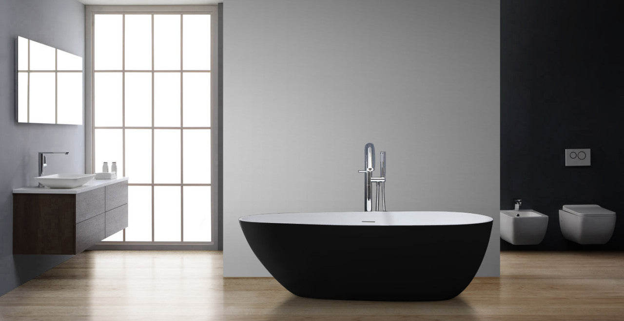 StoneArt Badewanne BS-505 schwarz-weiß 171x85 cm matt