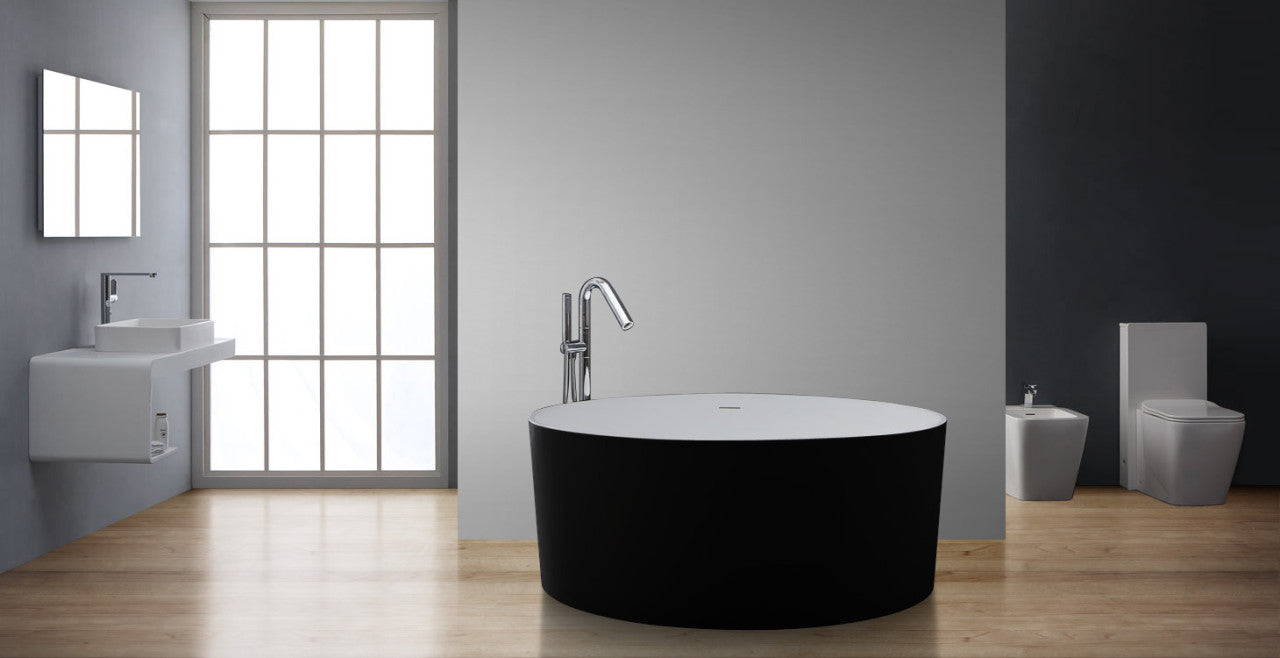 StoneArt Badewanne BS-507 schwarz-weiß 150x150 cm matt