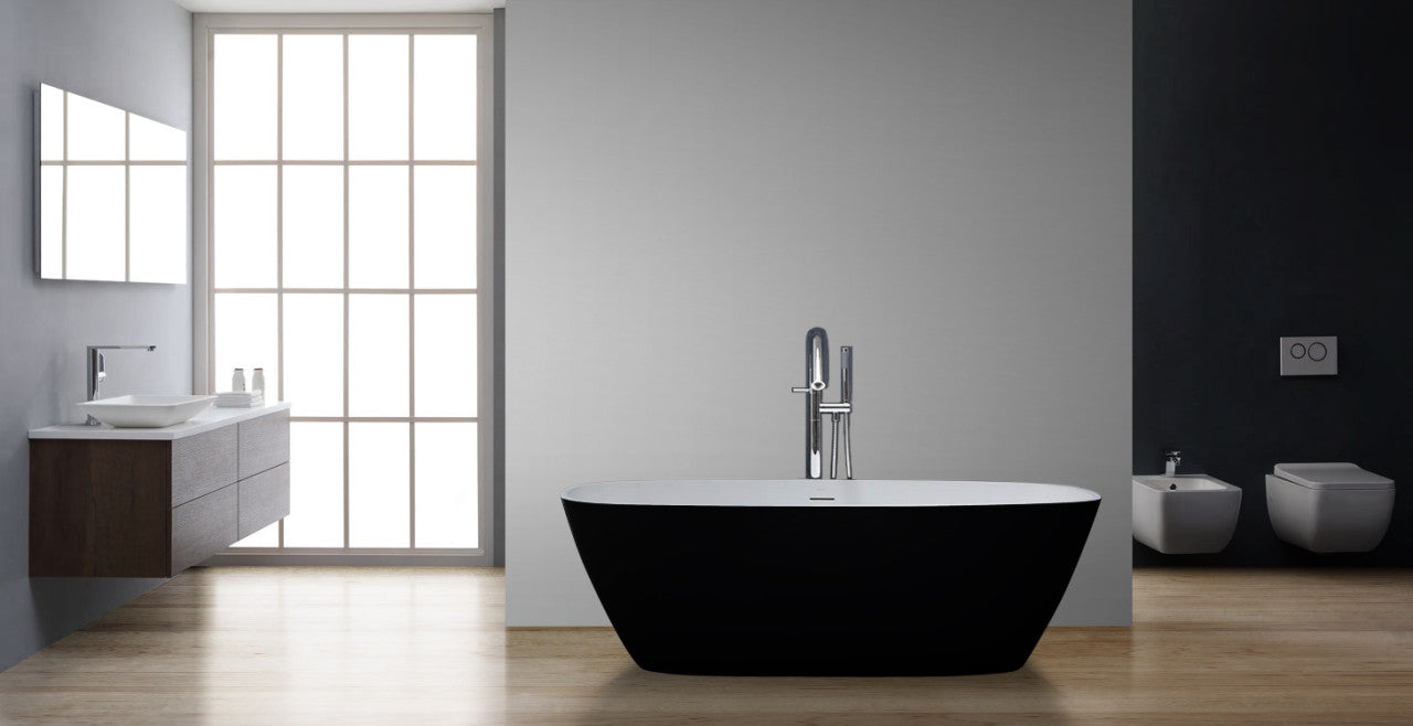 StoneArt Badewanne BS-528 schwarz-weiß 175x75 cm matt