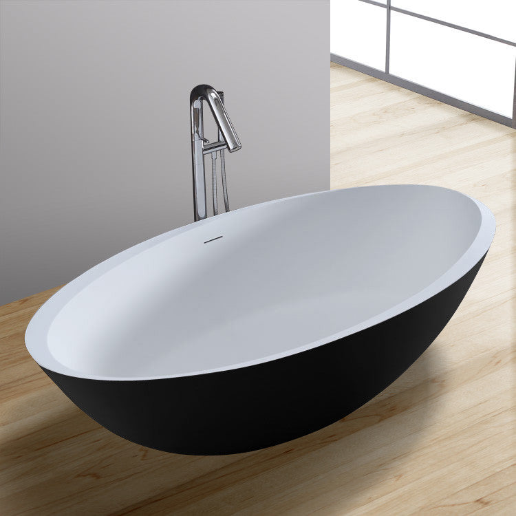 StoneArt Badewanne BS-531 schwarz-weiß 190x100 cm matt