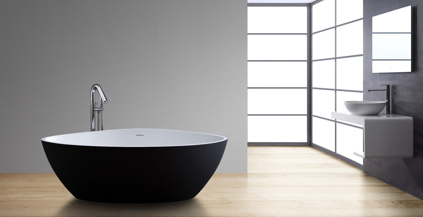 StoneArt Badewanne BS-533 schwarz-weiß 180x140 cm matt