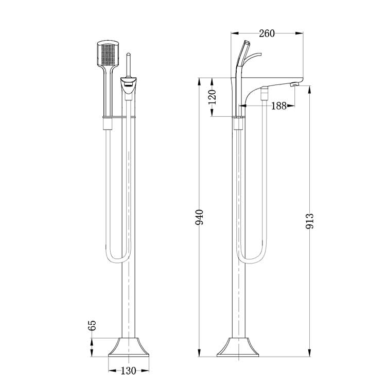 StoneArt Brez 730655 chrome 94 cm (Standarmatur für Badewannen)