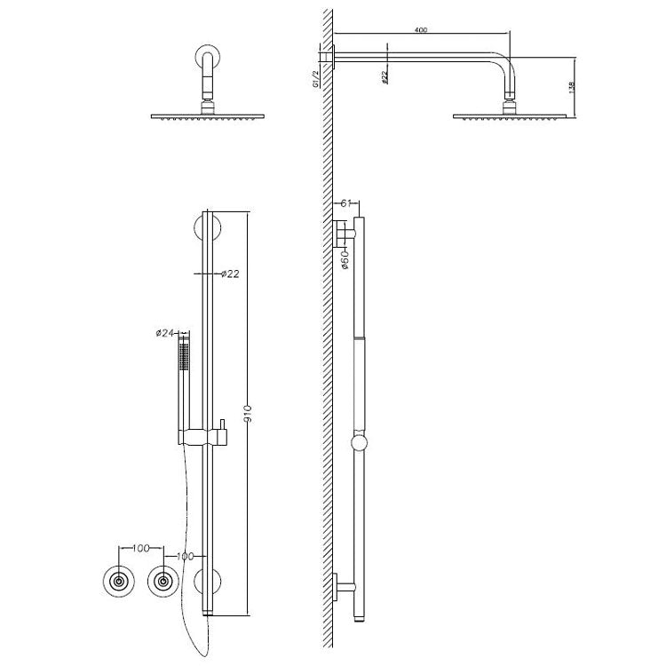 StoneArt Dolce 910760 chrome 91cm (Duschsystem Unterputz)