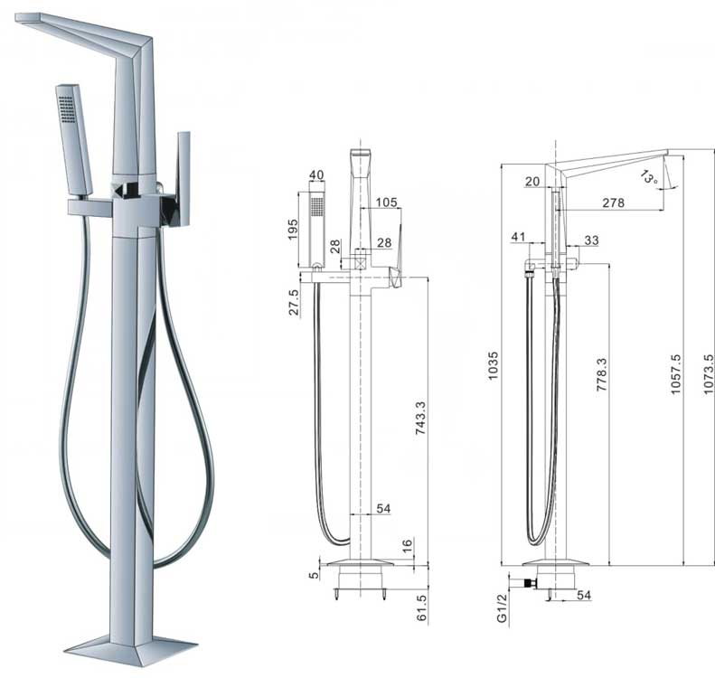 StoneArt Grande 730700 chrome 107 cm (Standarmatur für Badewannen)