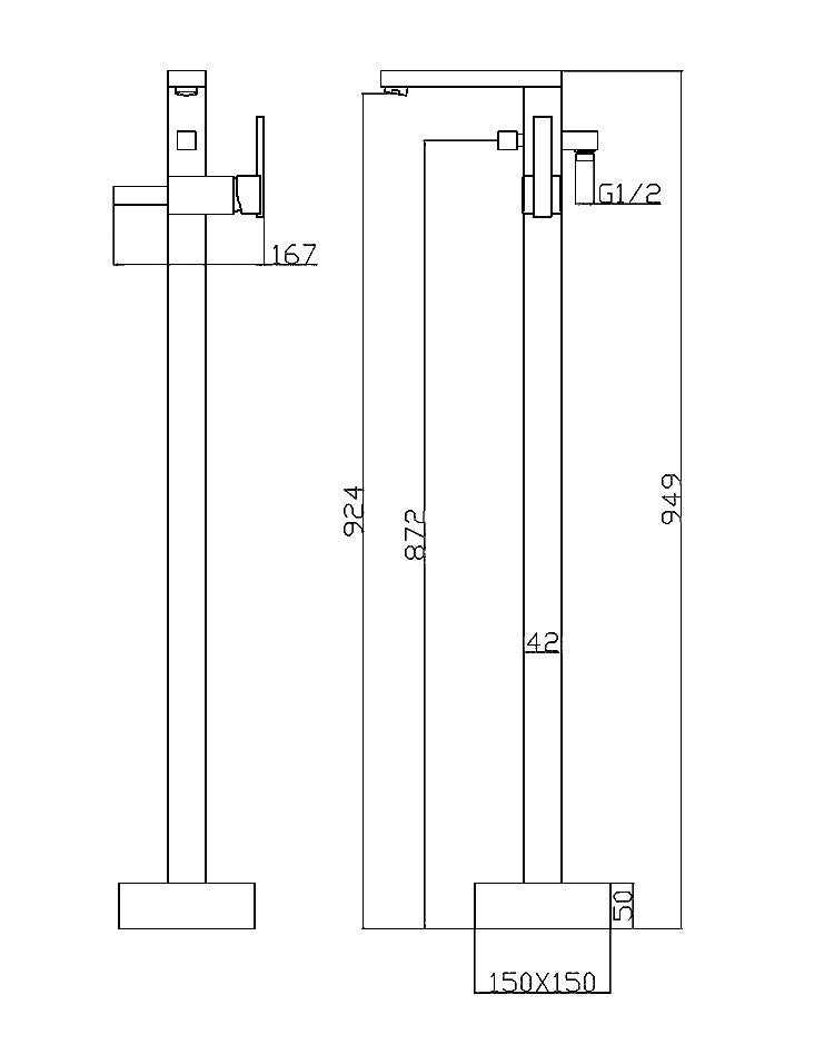 StoneArt Lecco 901790 chrome 95 cm (Standarmatur für Badewannen)