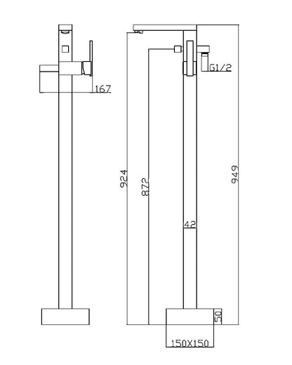 StoneArt Lecco 901790 chrome 95 cm (Standarmatur für Badewannen)