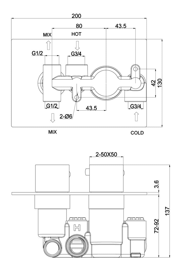 StoneArt Lecco 901850 mit Thermostat (Unterputzarmatur für Duschen)