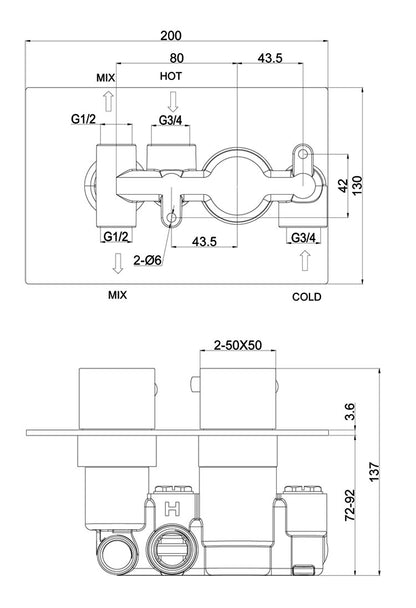 StoneArt Lecco 901850 mit Thermostat (Unterputzarmatur für Duschen)